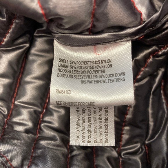 Calvin Klein Puffer Down Jacket Hooded Red Womens 1X Plus Shiny Zip Pockets - Picture 7 of 10